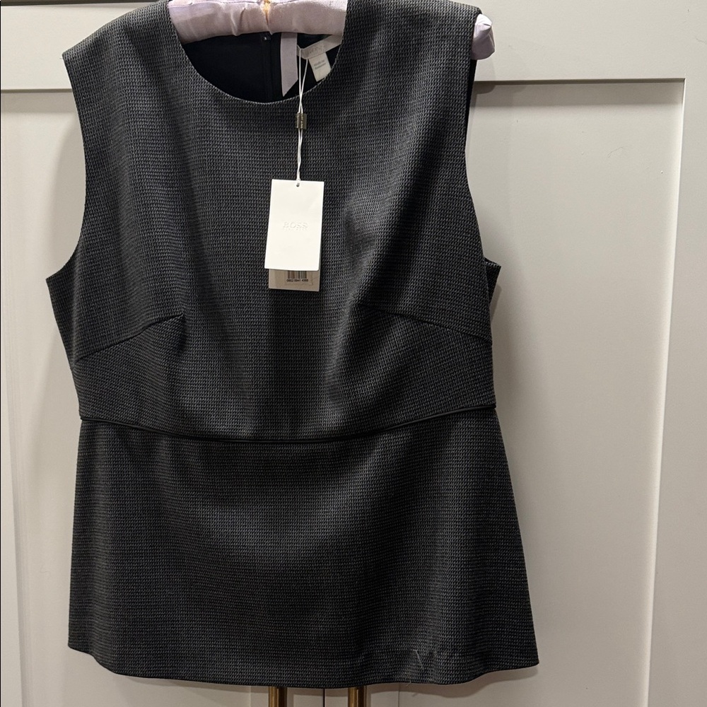 Hugo Boss Charcoal sleeveless wool top